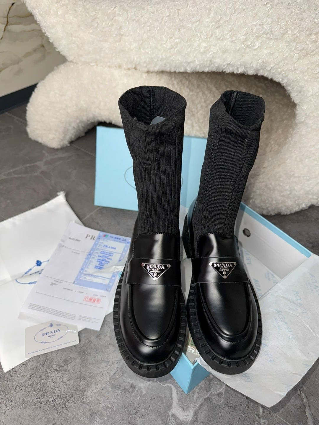 ,сапоги prada,ботинки prada,женские ботильоны prada,комбинированные ботинки прада