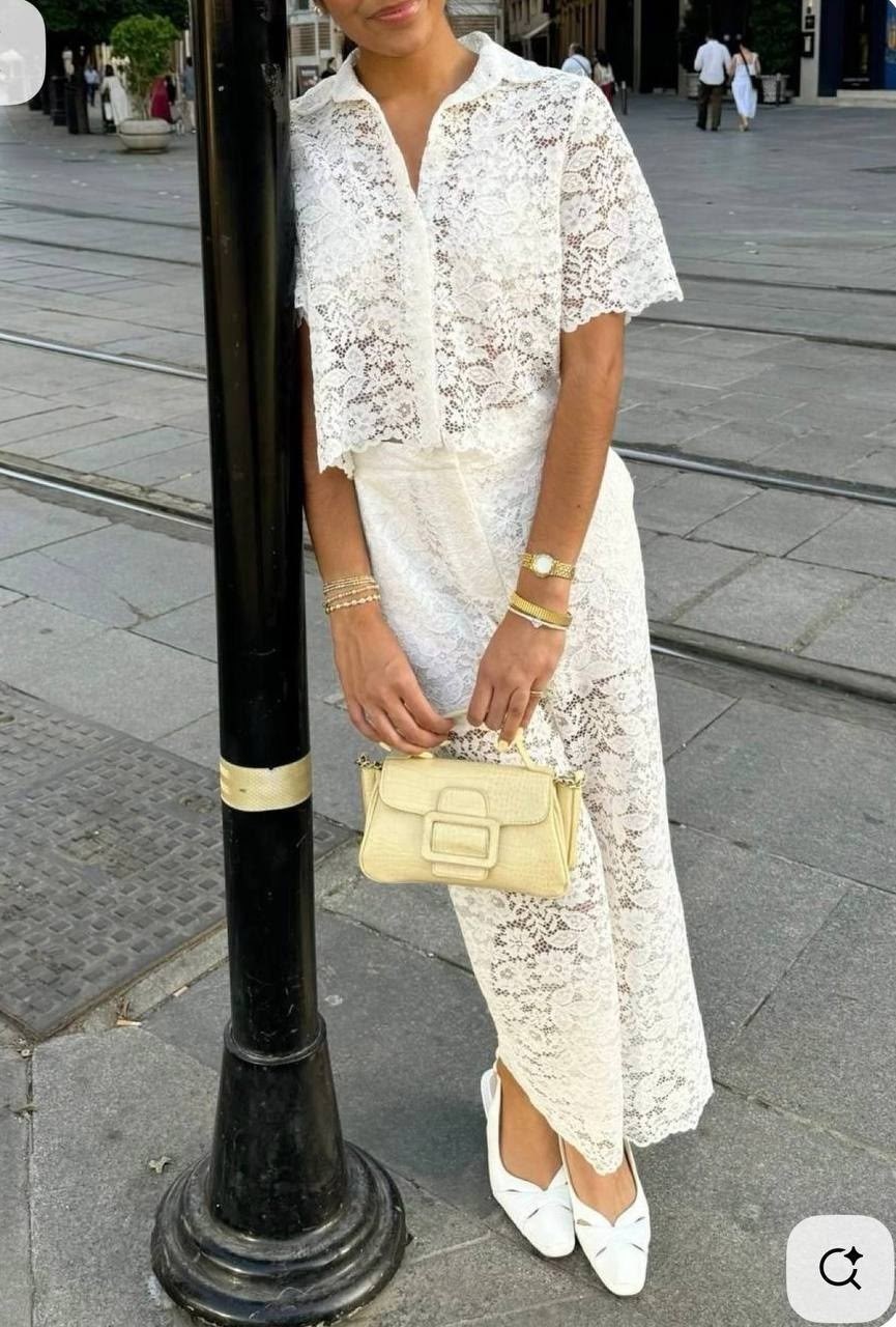 кружевной костюм,костюм из кружева,костюм кружевной двойка d&a,гипюровый костюм,гипюровый костюм с брюками