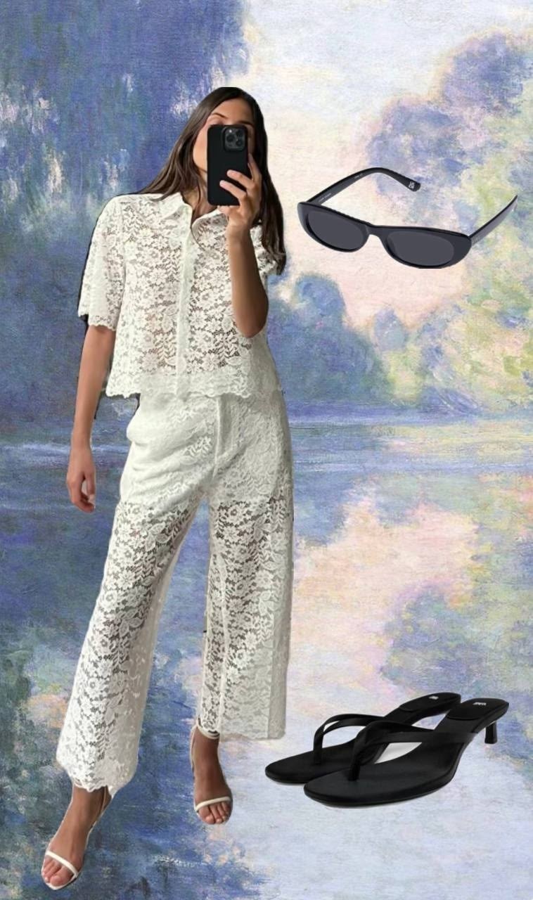 кружевной костюм,костюм из кружева,костюм кружевной двойка d&a,гипюровый костюм,гипюровый костюм с брюками