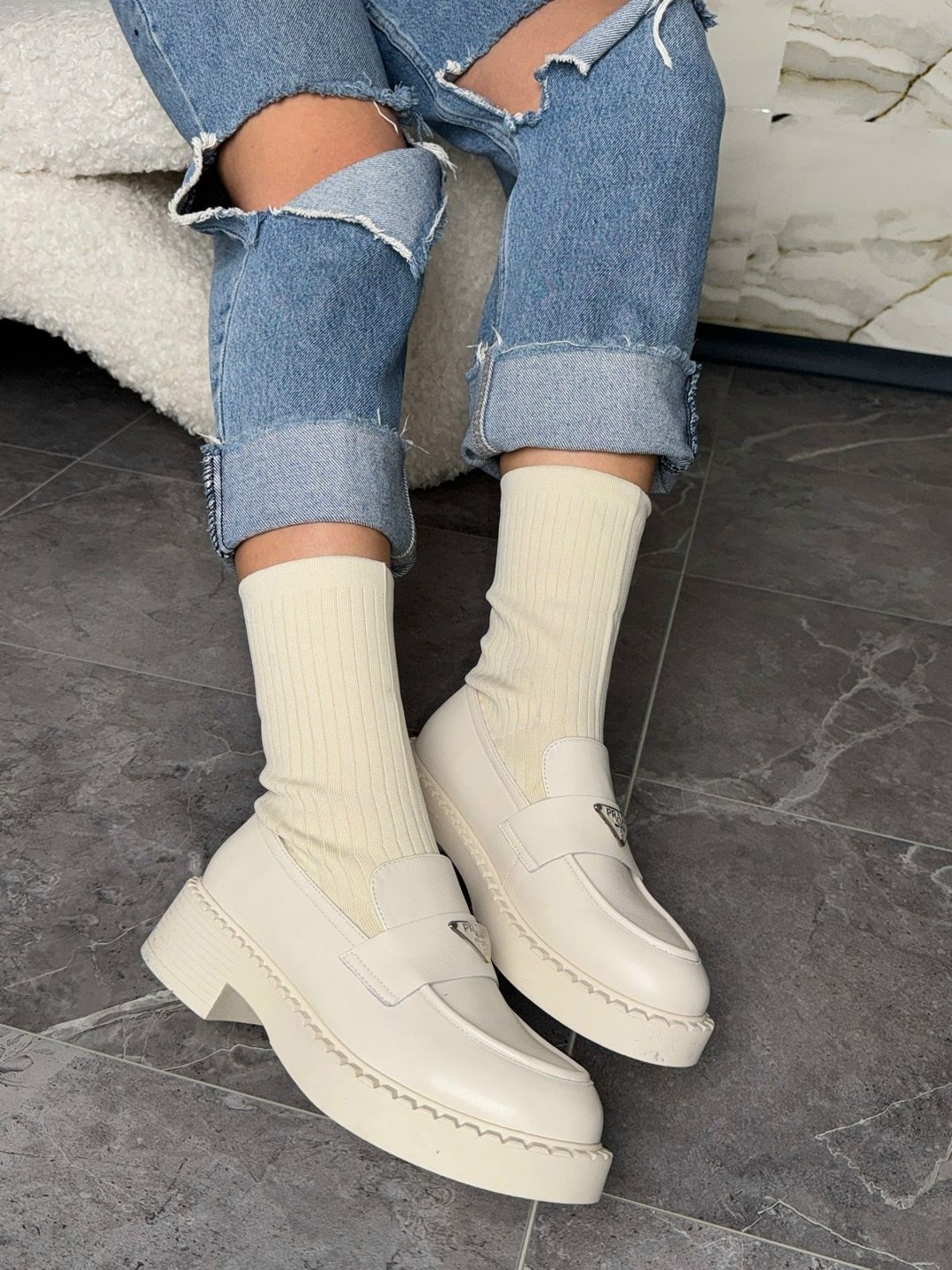 ,сапоги prada,ботинки prada,женские ботильоны prada,комбинированные ботинки прада