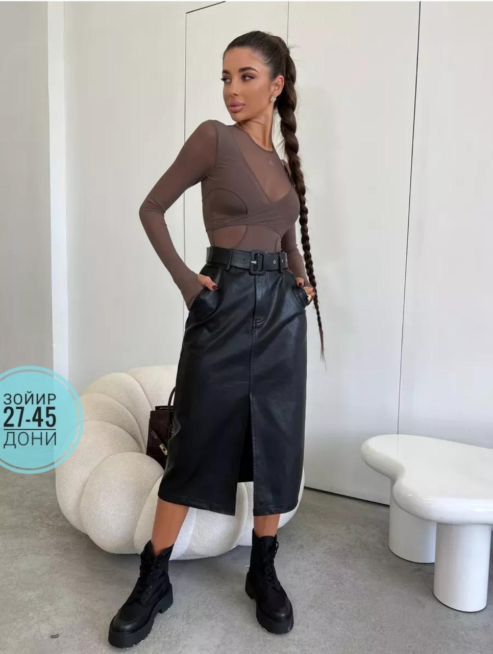 юбка кожаная женская,юбка кожаная миди с разрезом,юбка кожаная,юбка из экокожи,кожаная юбка с разрезом