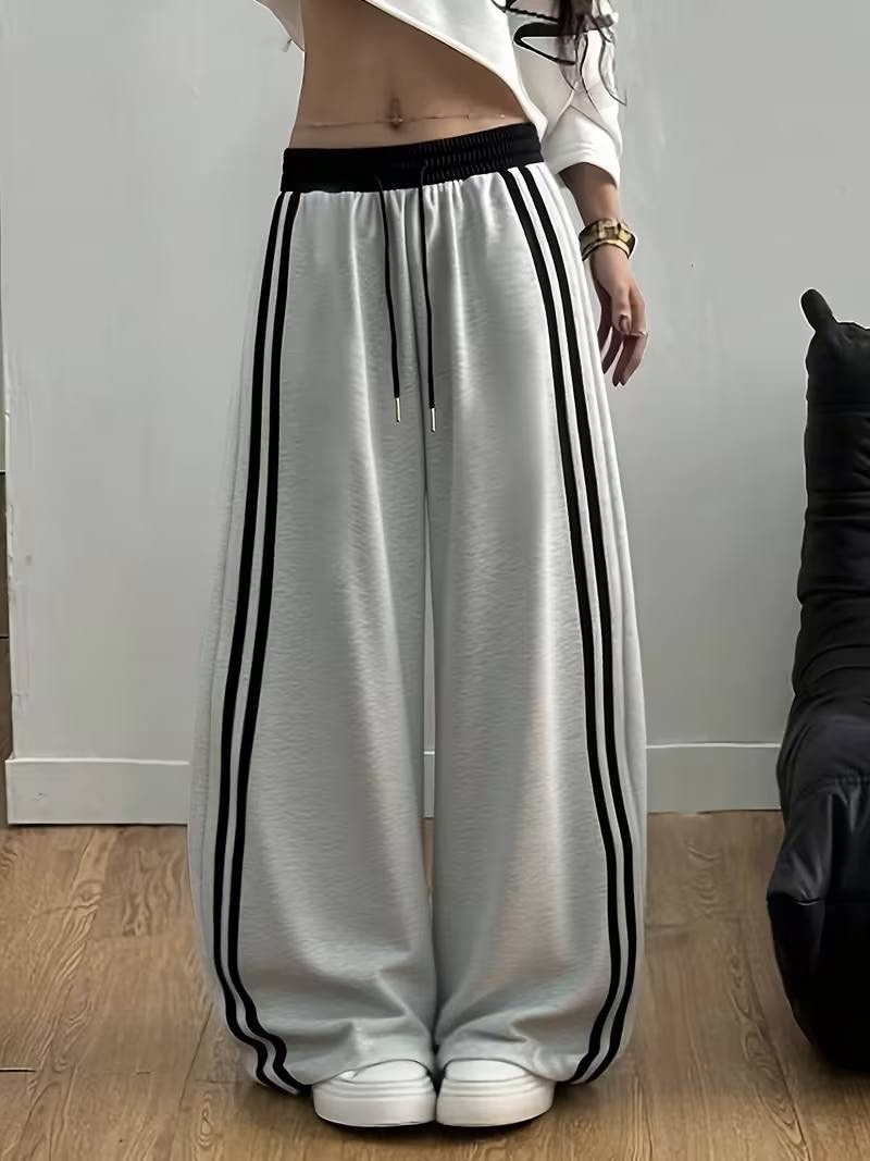 брюки карго с лампасами широкие y2k styfash,спортивные широкие брюки,эстетические полосатые спортивные длинные брюки y2k,брюки оверсайз с лампасами широкие спортивные y2k,широкие брюки