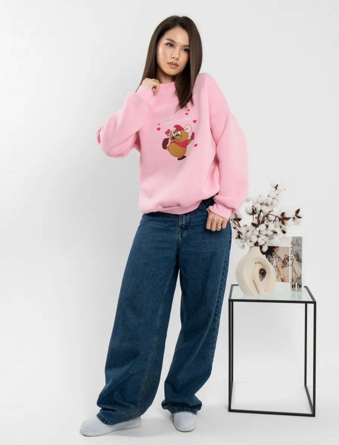 свитшот оверсайз с начесом и с надписью теплый dinov&ka,свитшот женский,свитшот оверсайз с начесом и с надписью теплый dinov&ka 309534835,женский свитшот оверсайз,толстовки свитшот