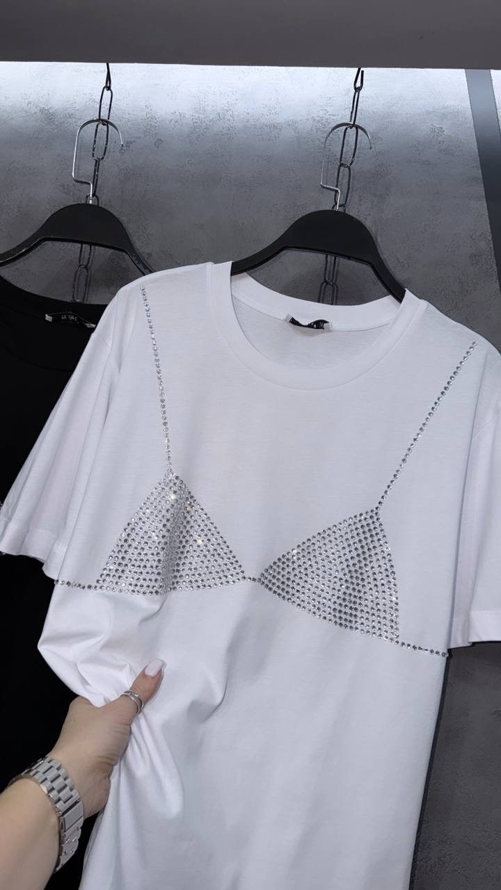 футболка женская оверсайз со стразами,летняя женская футболка со стразами,футболка со стразами,женская футболка со стразами,футболка со стразами оверсайз