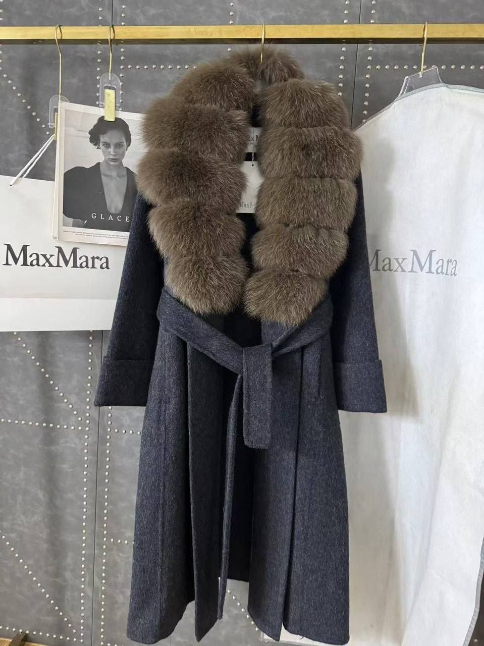 женское шерстяное пальто с большим воротником из лисьего меха,женское зимнее шерстяное пальто с мехом,женское шерстяное пальто с натуральным лисьим мехом,женское длинное шерстяное пальто с воротником