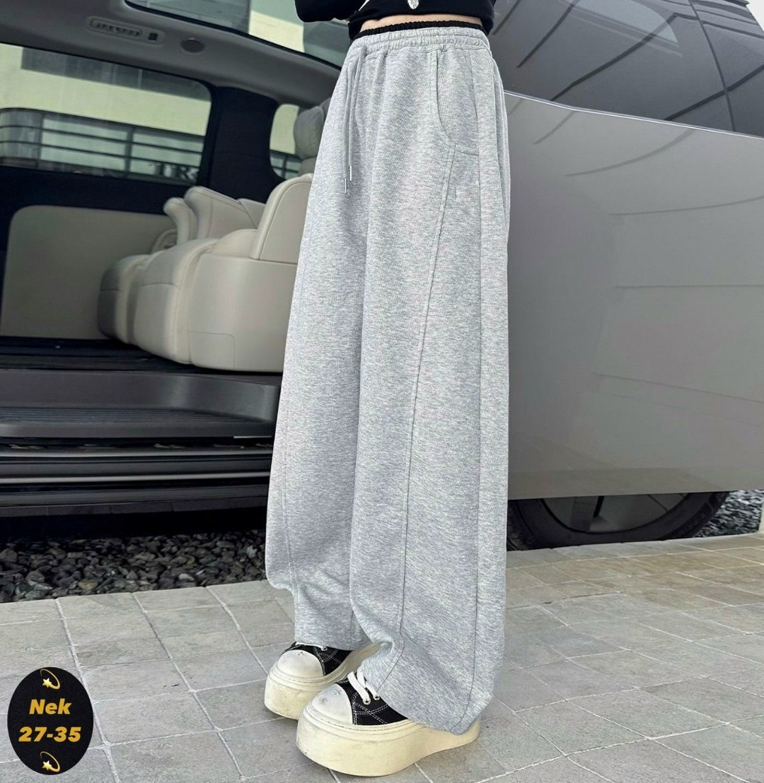 широкие брюки с кулиской на талии dazy серый,серые спортивные женские брюки с высокой талией и широкими штанинами,серые спортивные брюки для женщин,брюки широкие,женские спортивные брюки в американско