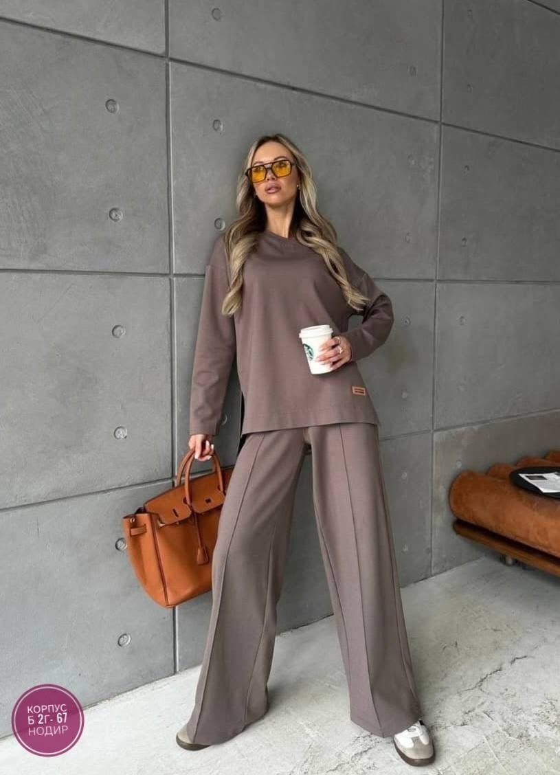 костюм с брюками и кофтой трикотажный оверсайз pavlotti,трикотажные костюмы,костюм женский кофта и штаны арт. 1456630,костюм с брюками,женские костюмы