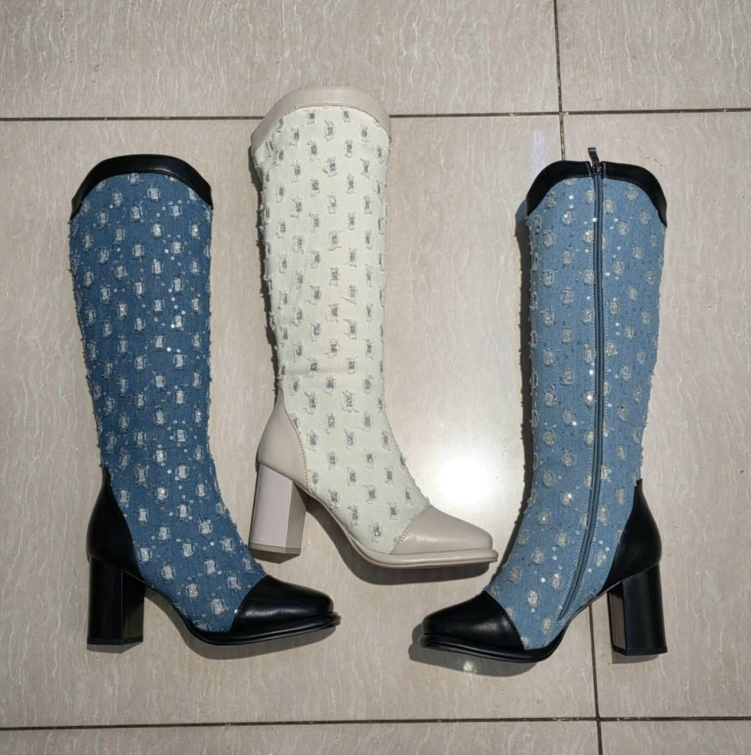 женские сапоги,,джинсовые сапоги,высокие сапоги,джинсовые сапоги валберис