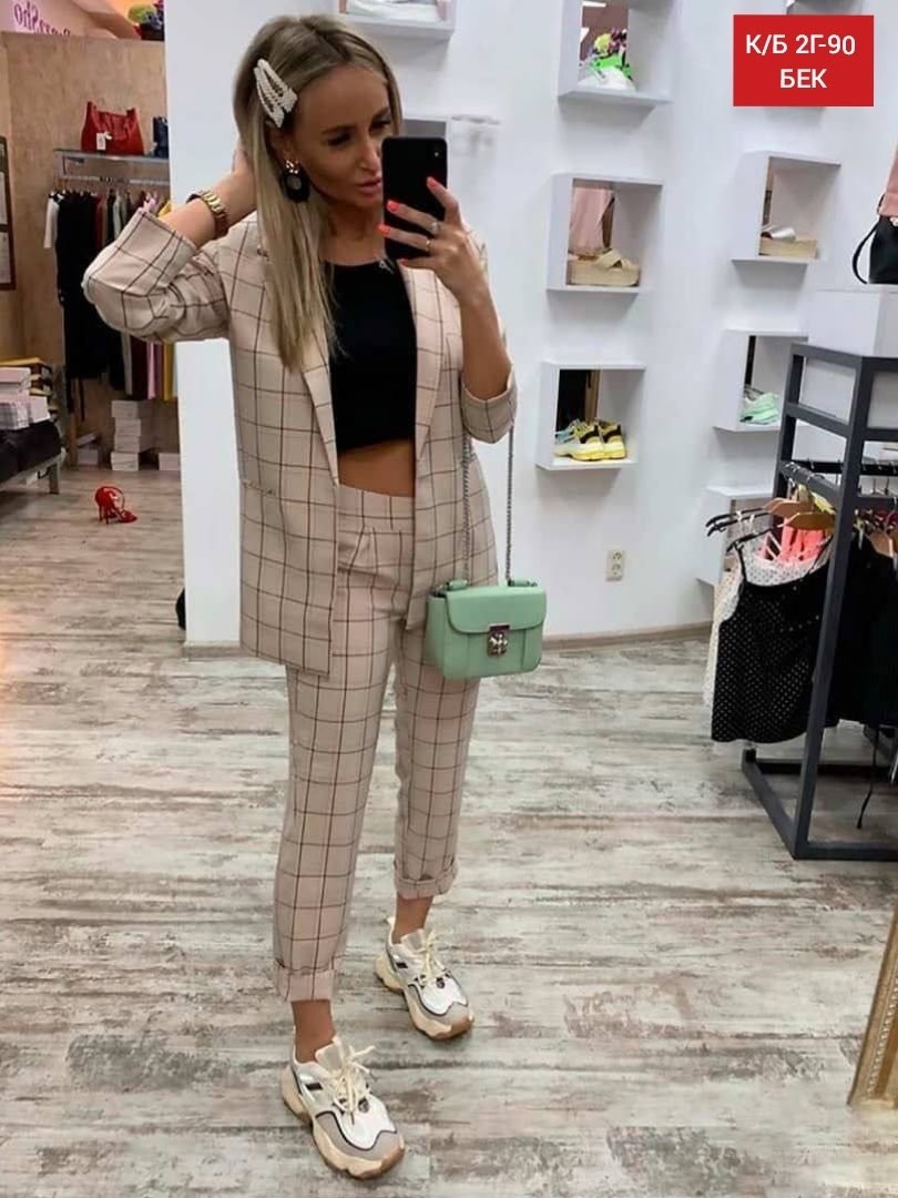 клетчатый костюм двойка женский,брючный костюм в клетку,костюм двойка женская,костюм в клетку,модные костюмы