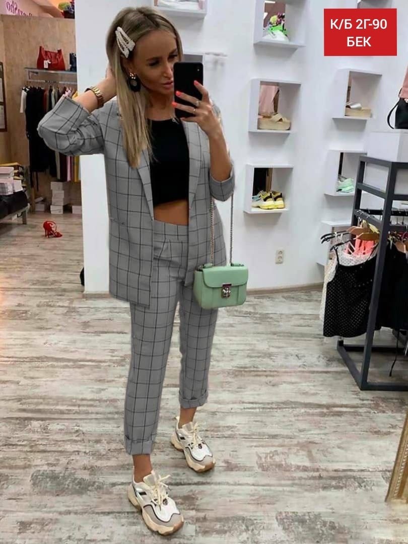 клетчатый костюм двойка женский,брючный костюм в клетку,костюм двойка женская,костюм в клетку,модные костюмы