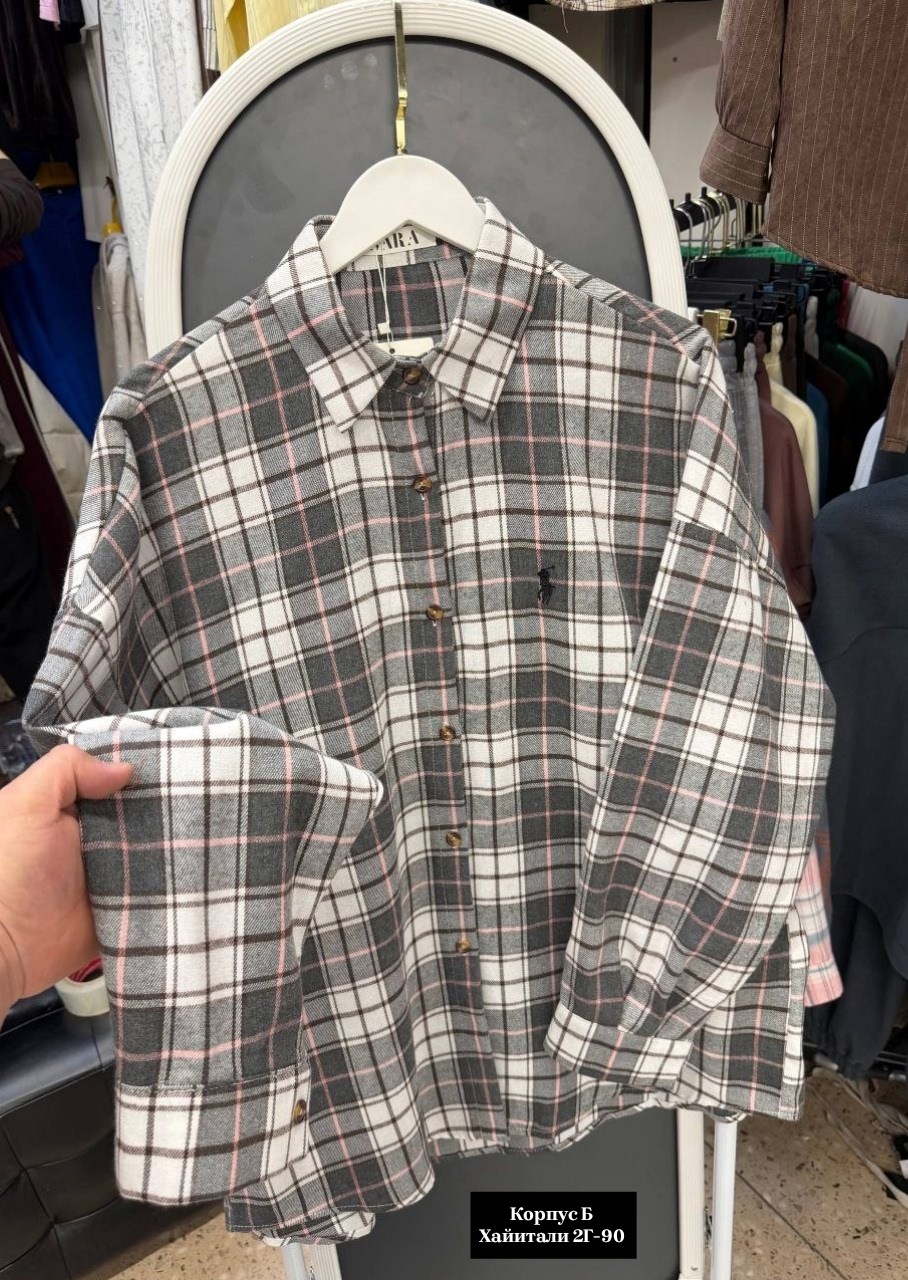 рубашка в клетку,женская рубашка в клетку,рубашка в клетку розово-серая,рубашка хб,рубашка в клетку оверсайз женская