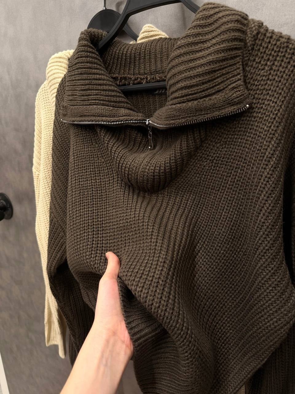 свитер оверсайз с горлом вязаный на молнии теплый,свитер оверсайз с горлом на молнии c&h style,свитер оверсайз вязаный с горлом на молнии amemerci,свитер с высоким горлом на молнии оверсайз джемпер вя