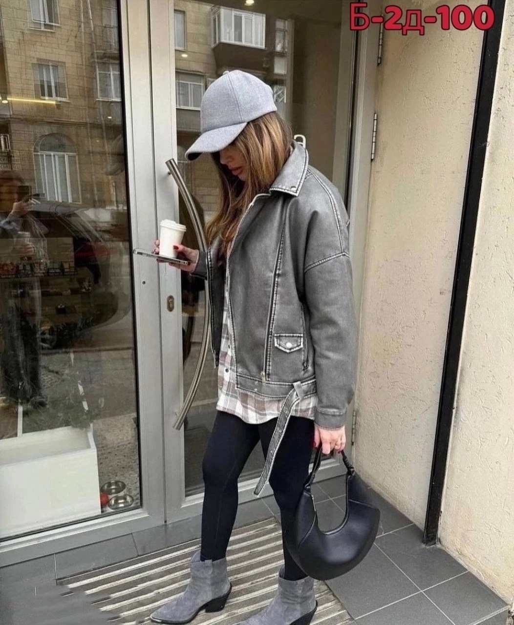 женская куртка косуха арт. 671478,куртка косуха,косуха цвет серый,женская кожаная куртка косуха оверсайз,косуха