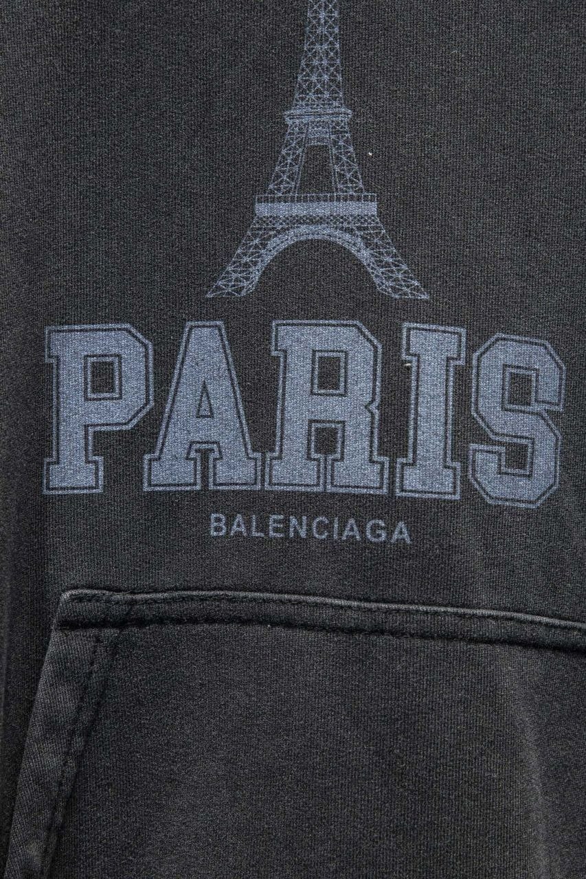толстовка в стиле,толстовка,balenciaga худи paris liberty с эффектом потертости черный,толстовки женская,худи balenciaga paris