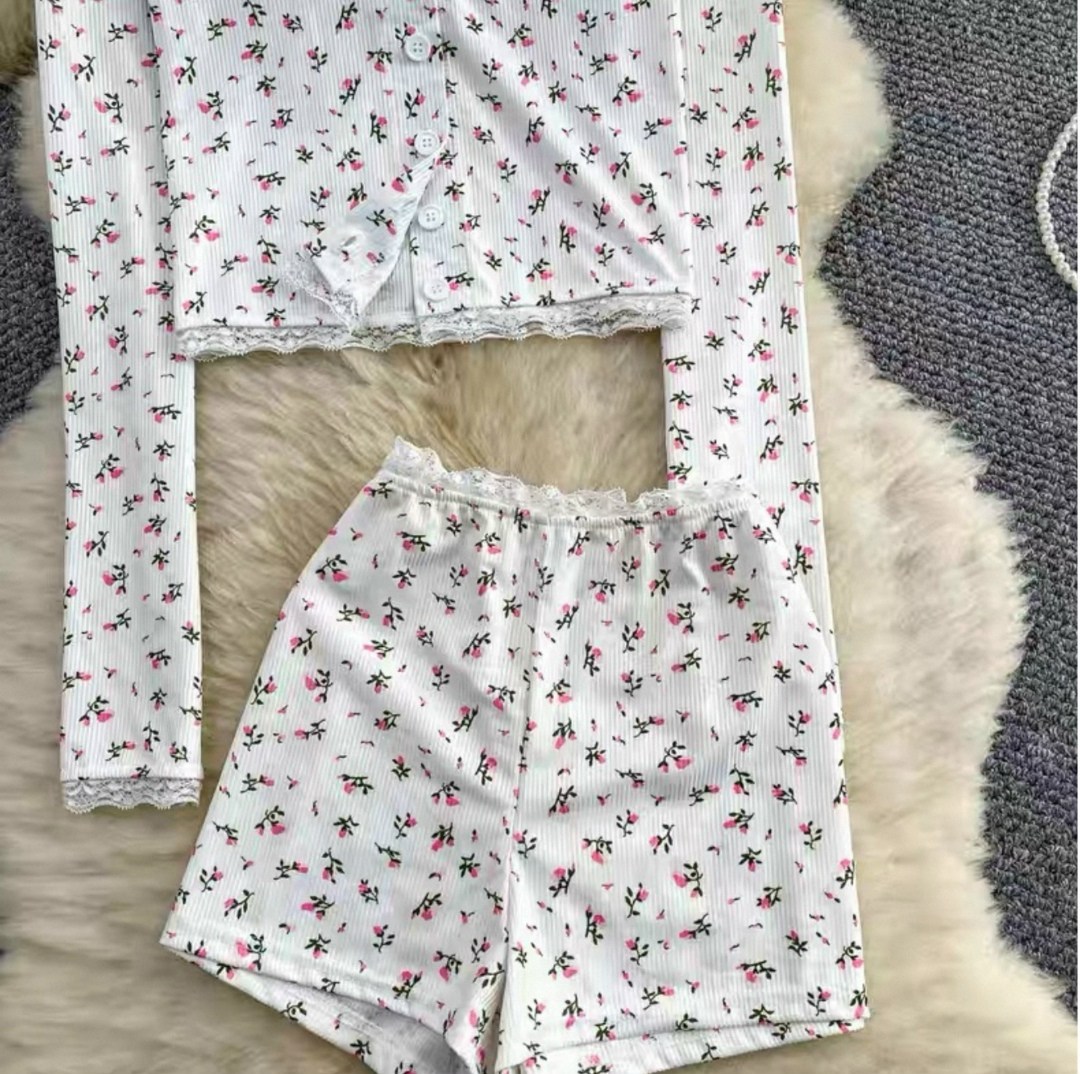 пижама со штанами с принтом ysense,женская пижама,комплект пижама,женский пижамный комплект,пижама с шортами