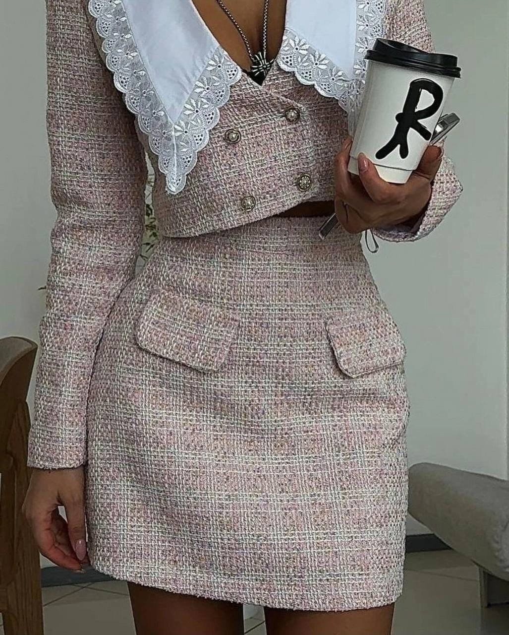 твидовый костюм,костюм женский твидовый,твидовый костюм с юбкой,костюм с юбкой,твидовый костюм женский шанель