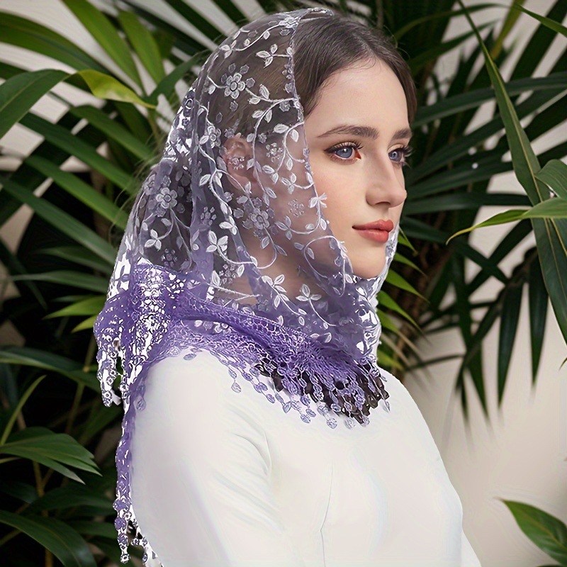 женский треугольный шарф для церковной молитвенной шаль,кружевной шарф,женский треугольный шарф для церкви молитвенная шаль вышитая кружевная вуаль,кружевной платок,шаль прозрачная