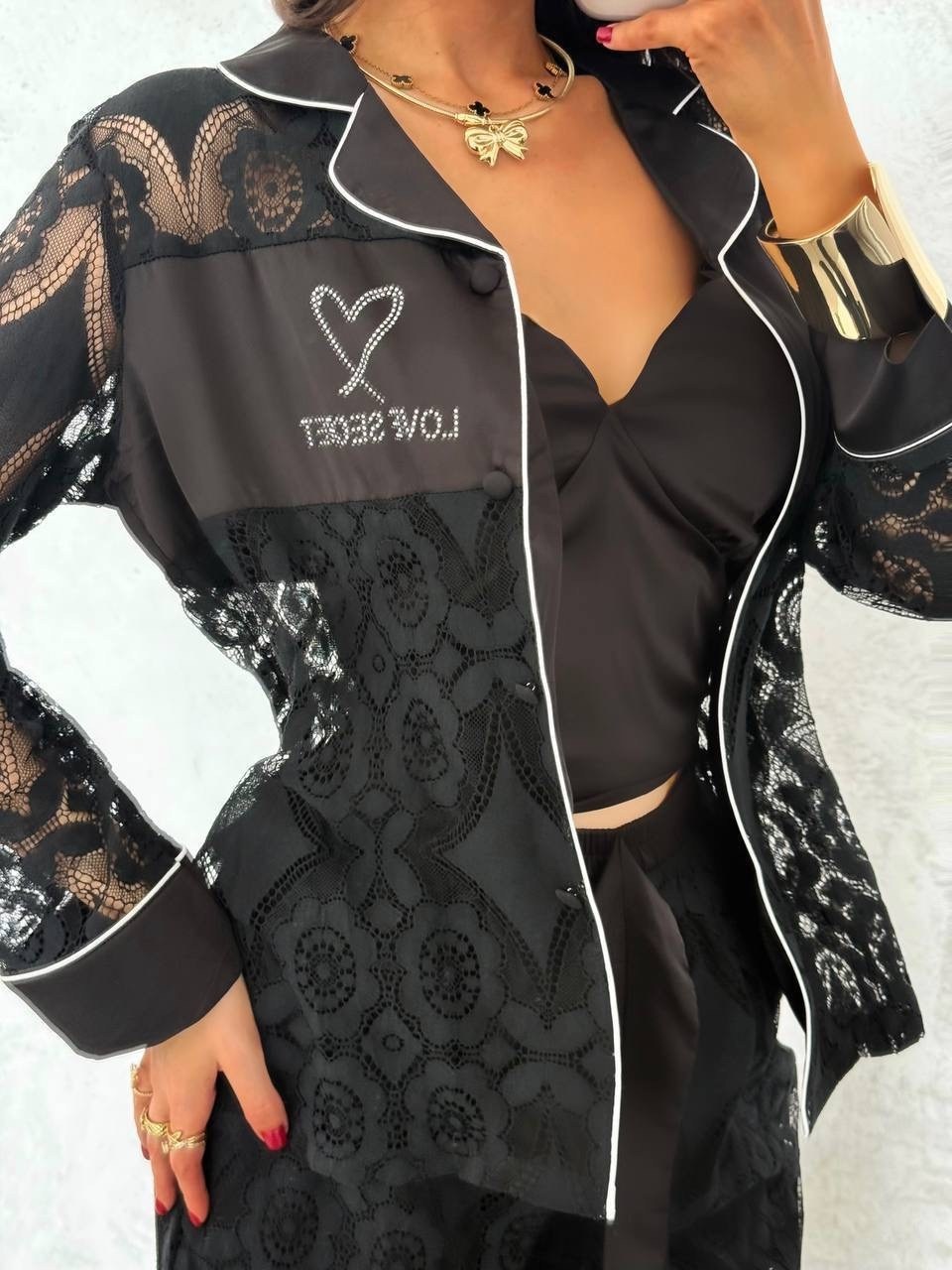 кружевная женская пижама с v-образным вырезом,комплект пижама,модная пижама,пижама комплект женская,женская пижама