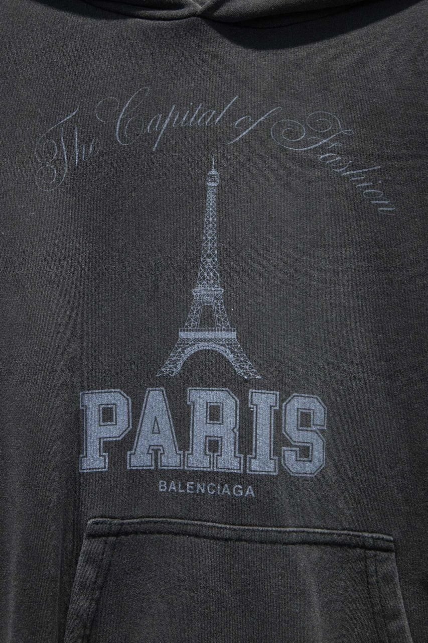толстовка в стиле,толстовка,balenciaga худи paris liberty с эффектом потертости черный,толстовки женская,худи balenciaga paris