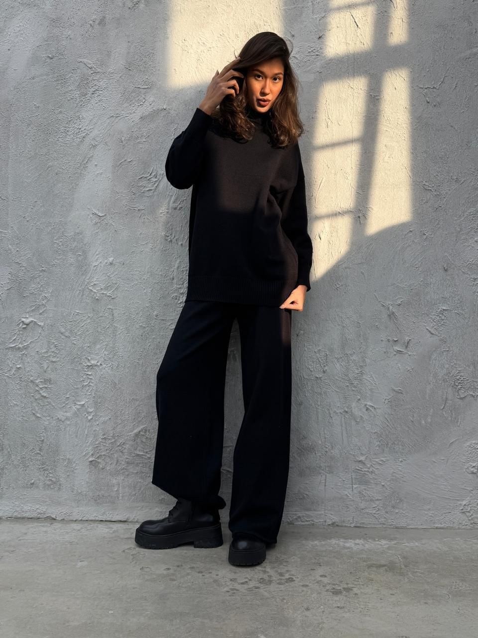 свитер женский,бежевый свитер,костюм вязаный трикотажный теплый с брюками eva coosh,свитер,свитер с воротником