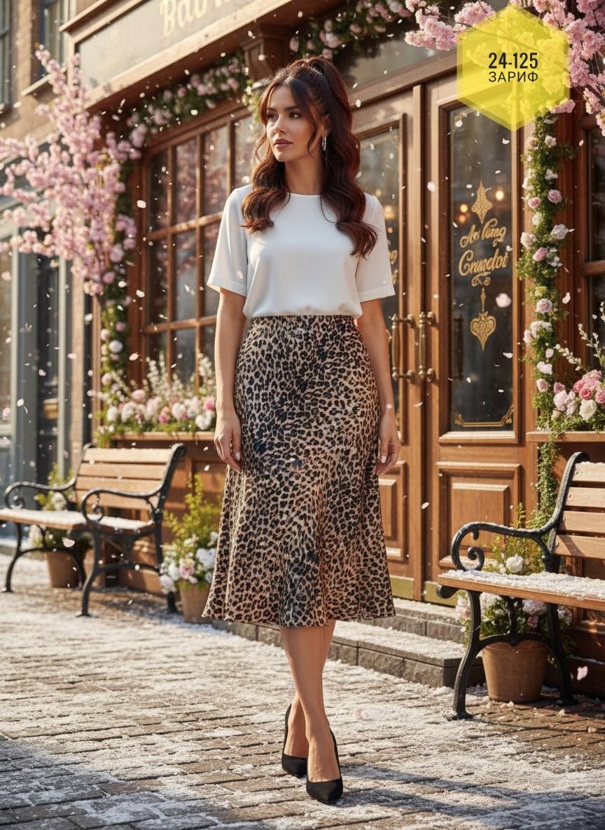 юбка миди,юбка,модели юбки,женская юбка,юбка леопард миди