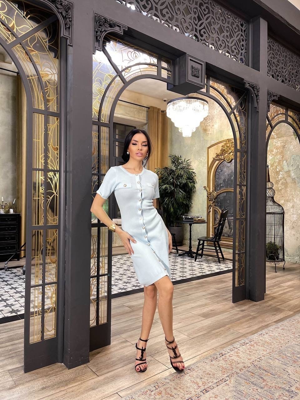 платье повседневное с золотыми пуговками elia style,платье,платье стильное,esrahelvaci short sleeve gold buttoned knitwear dress,женское платье