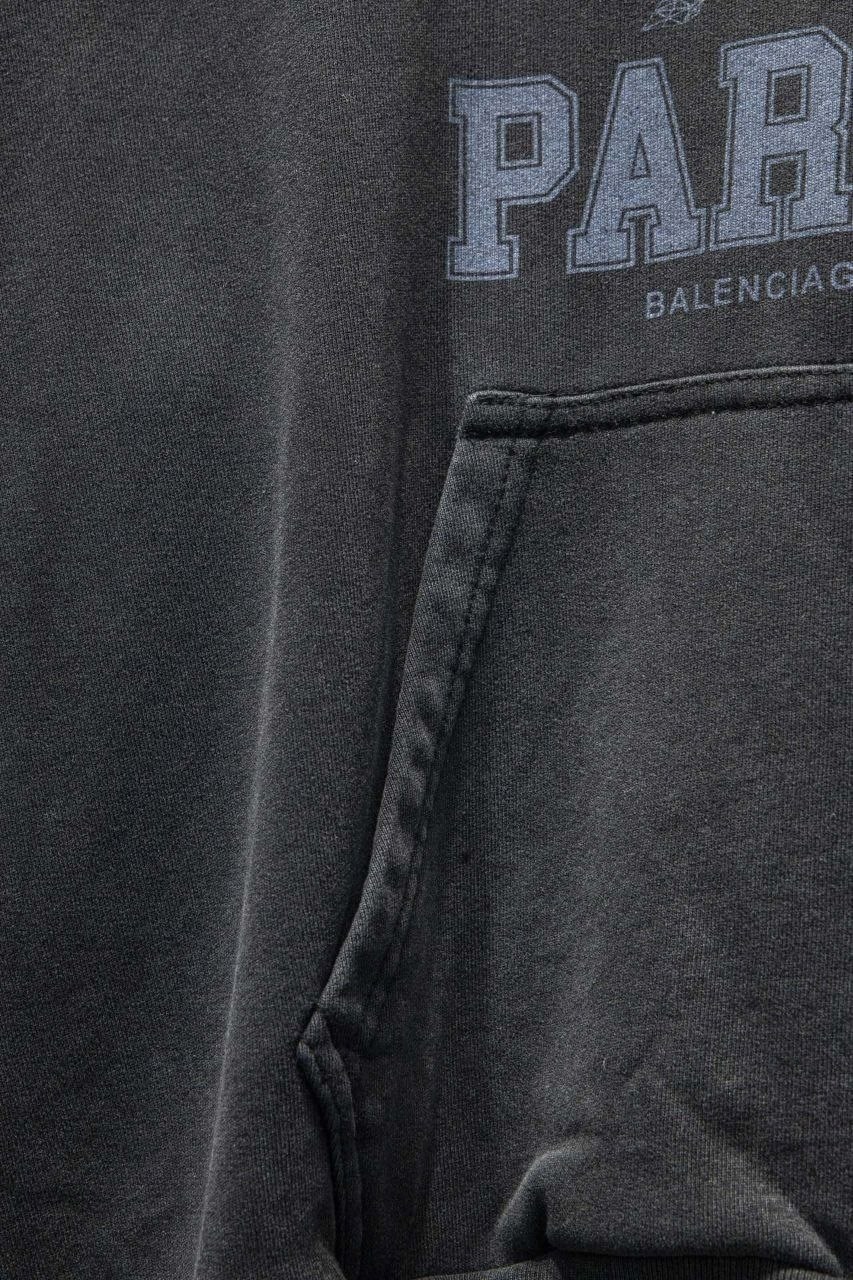 толстовка в стиле,толстовка,balenciaga худи paris liberty с эффектом потертости черный,толстовки женская,худи balenciaga paris