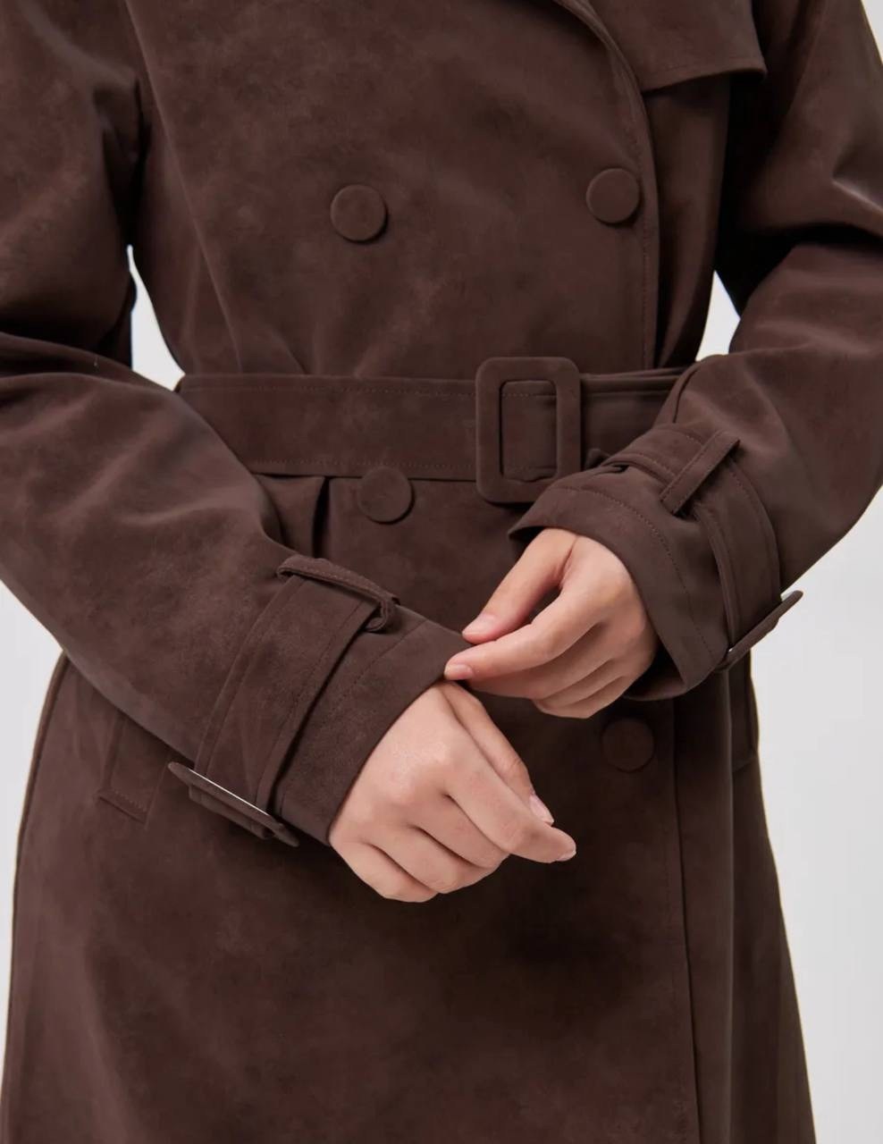 плащ из натуральной замши,тренч плащ,замшевый тренч,женский плащ,пальто коричневое