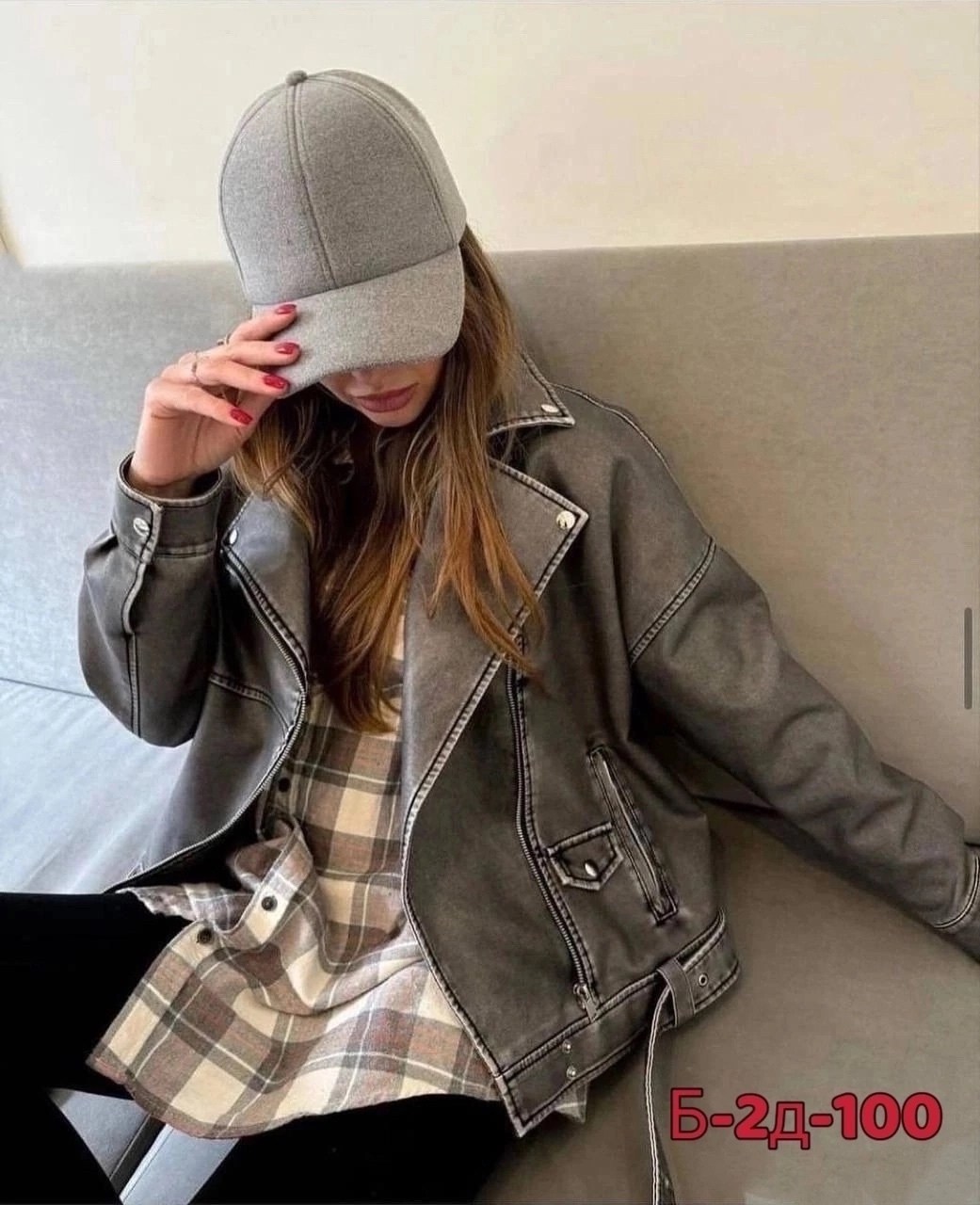 женская куртка косуха арт. 671478,куртка косуха,косуха цвет серый,женская кожаная куртка косуха оверсайз,косуха