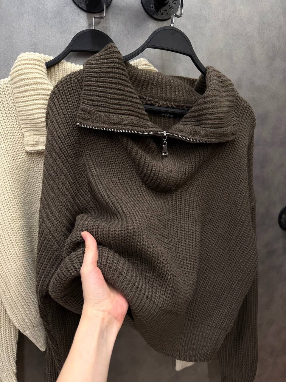 свитер оверсайз с горлом вязаный на молнии теплый,свитер оверсайз с горлом на молнии c&h style,свитер оверсайз вязаный с горлом на молнии amemerci,свитер с высоким горлом на молнии оверсайз джемпер вя