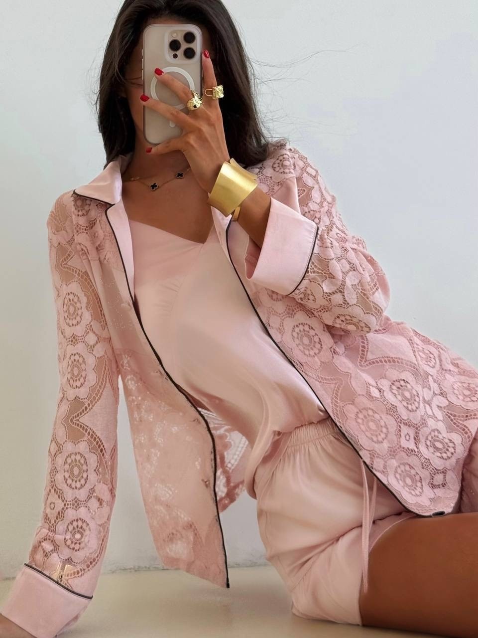 кружевная женская пижама с v-образным вырезом,комплект пижама,модная пижама,пижама комплект женская,женская пижама