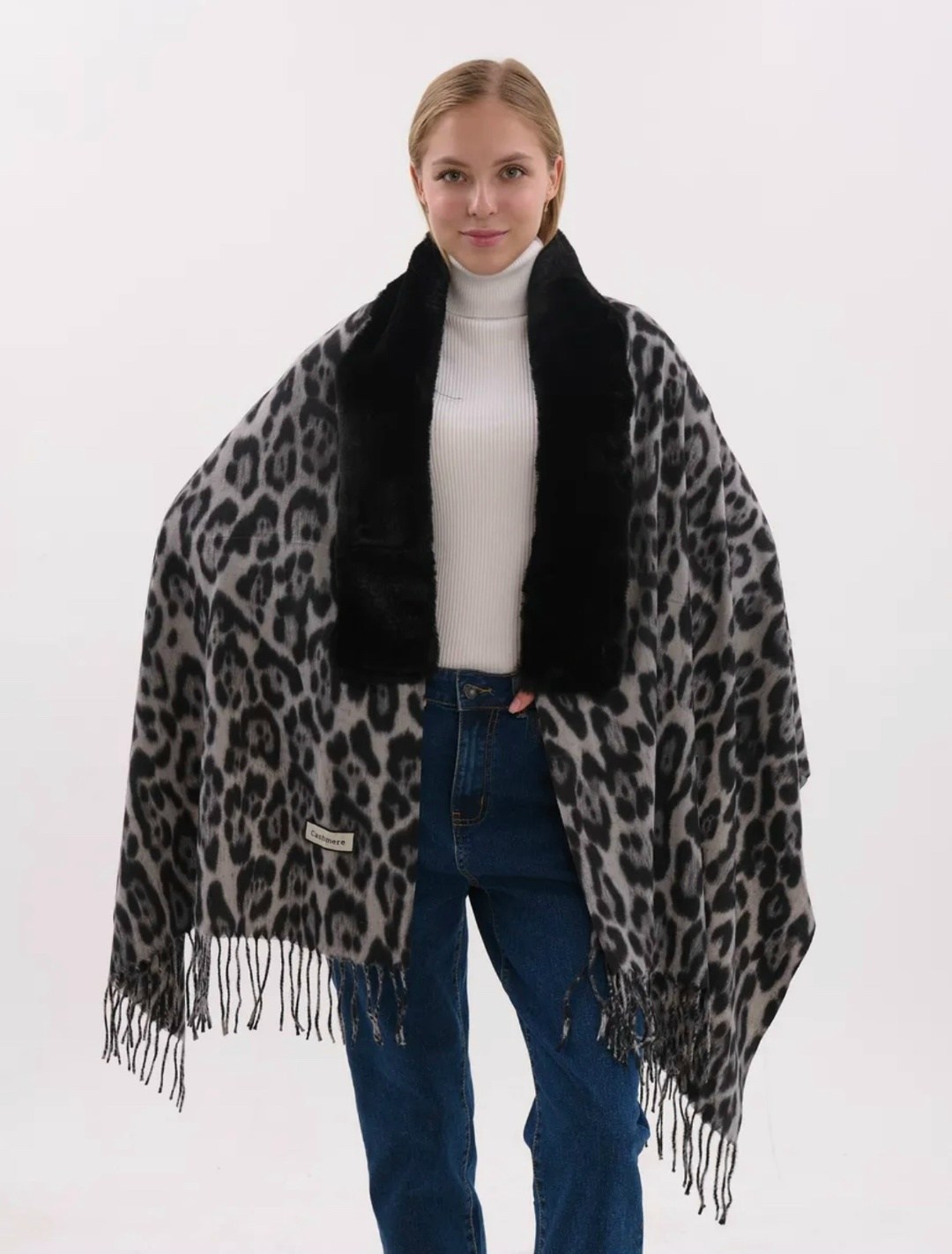 женский тёплый кашемировый палантин с принтом «леопард»,палантин леопард женский,леопардовый шарф,палантин леопардовый кашемир теплый,палантин леопардовый