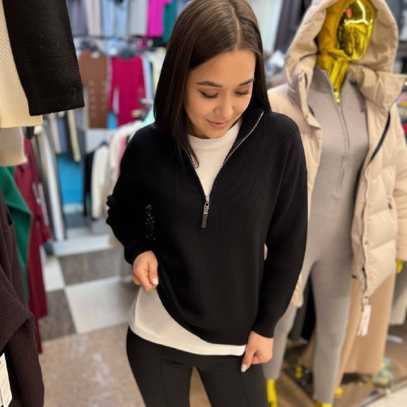 джемпер женский,свитер женский,свитер оверсайз с горлом на молнии kk fashion,джемпер с застежкой,свитер укороченный оверсайз с горлом на молнии кк fashion