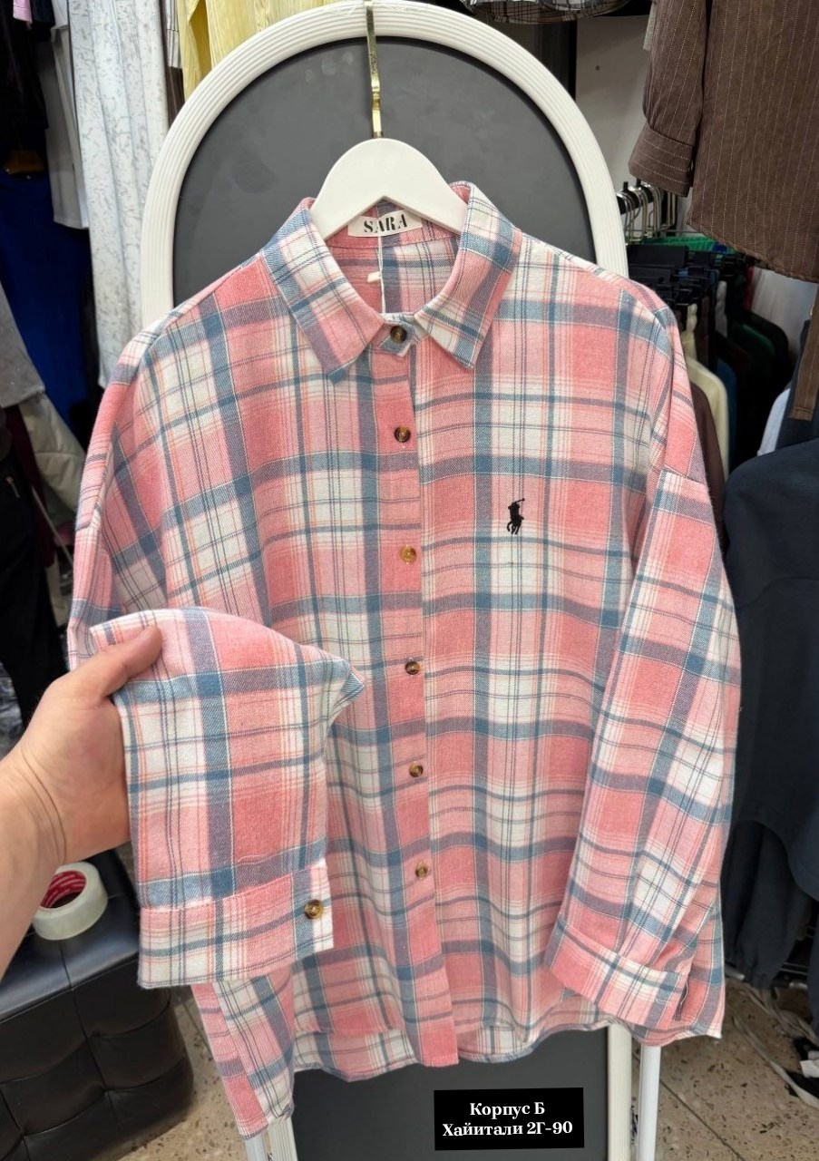 рубашка в клетку,женская рубашка в клетку,рубашка в клетку розово-серая,рубашка хб,рубашка в клетку оверсайз женская