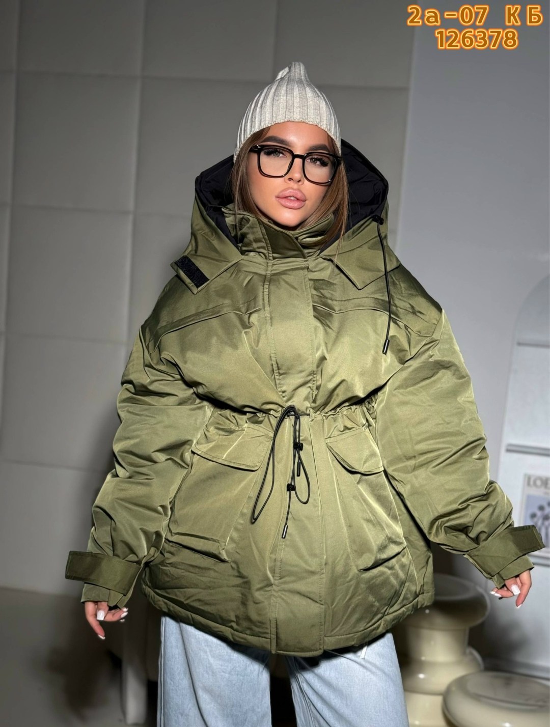 куртка с капюшоном 9106-1 оливка dim,модная зимняя короткая женская куртка-пуховик с капюшоном,модная зимняя короткая женская куртка-пуховик,короткая зимняя куртка-пуховик для женщин,пуховики оверсайз