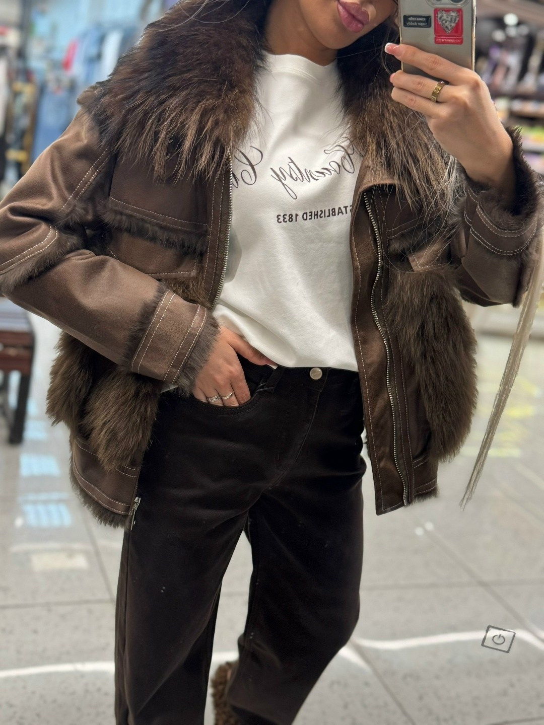 дубленка женская,женское зимнее пальто с воротником из меха ягненка и подкладкой из кроличьего меха,дубленка натуральная женская,куртка женская,женская дубленка авиатор