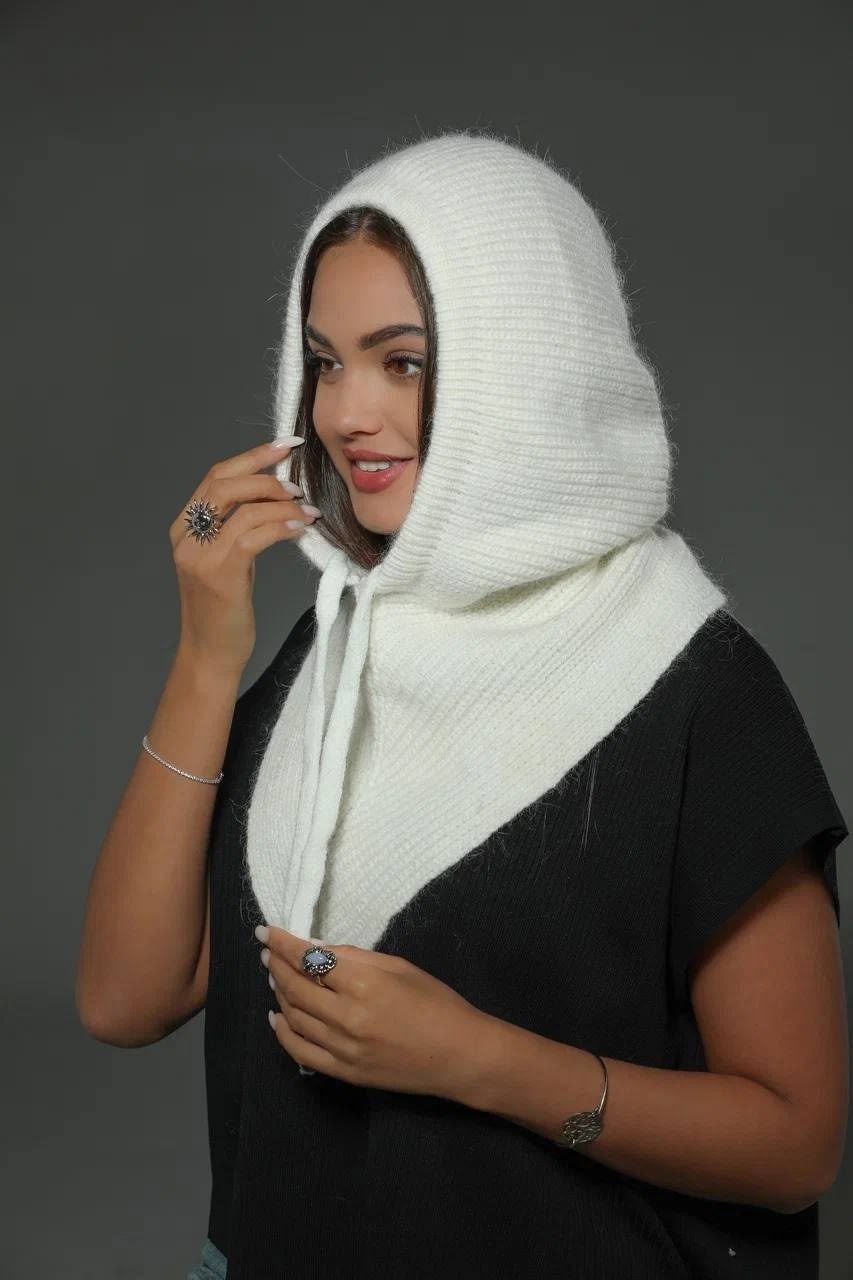 капор из премиальной ангоры,капор шарф,капюшон капор,капор вязаный ко-ко,женский капор