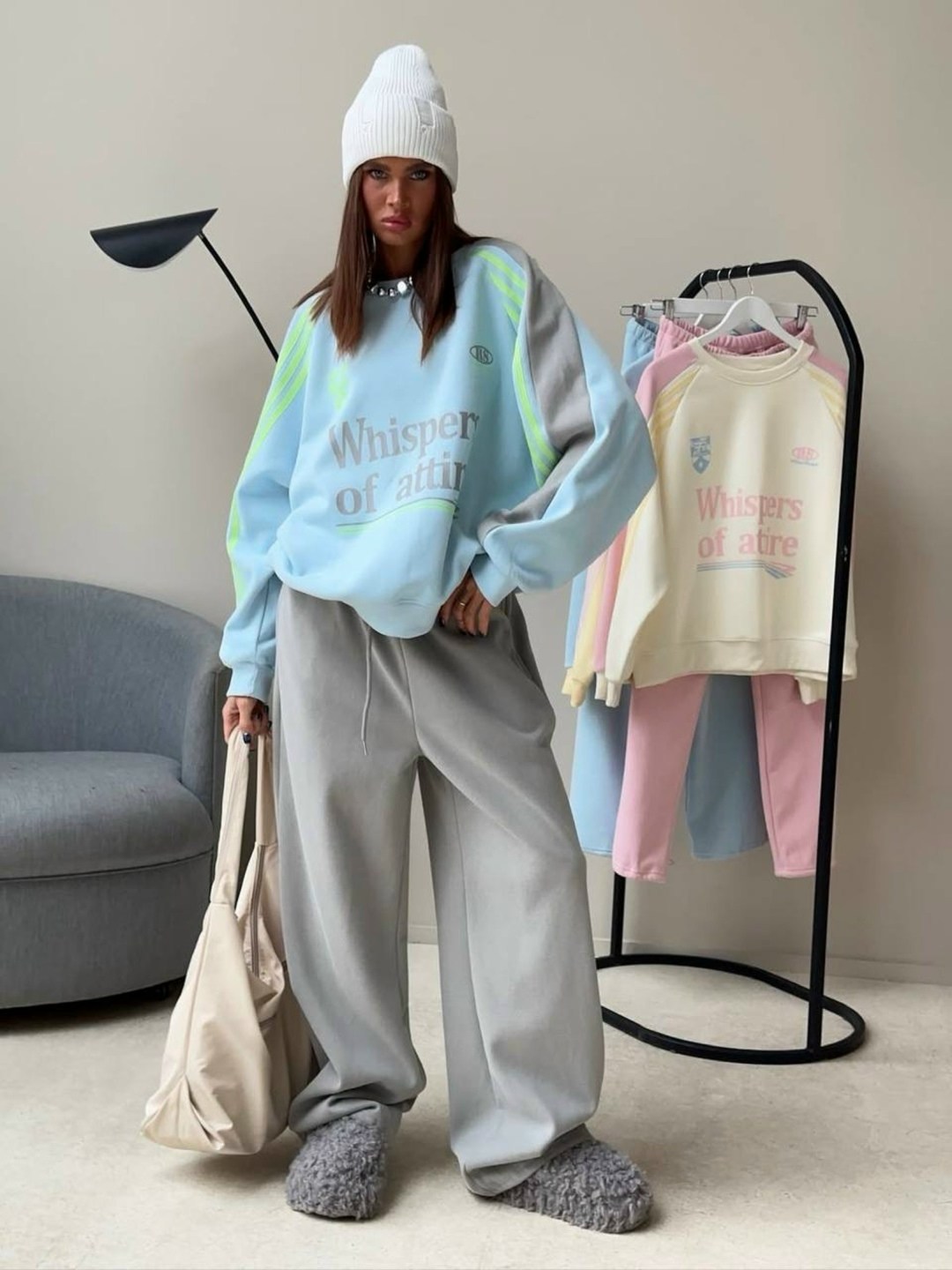 свитшот attire свободного кроя,брюки свободные,спортивный брюки,широкие брюки