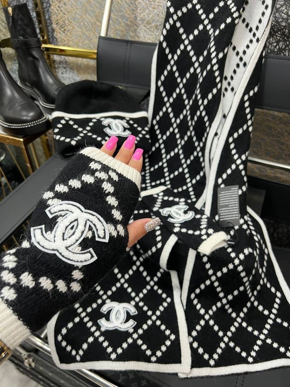 шарф chanel,брендовый женский платок chanel,брендовые платки шанель,шарфик шанель,комплект шарф