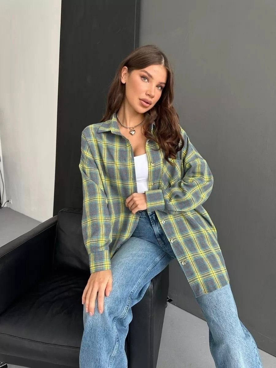 рубашка в клетку женская,рубашка в клетку женская оверсайз,удлиненная рубашка в клетку,рубашка клетка,рубашка женская в клетку теплая оверсайз