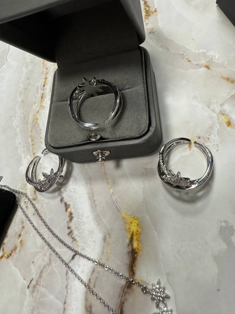 кольцо со звездами,модное кольцо,кольцо из стерлингового серебра 925 пробы,кольца с фианитами,кольца для женщин