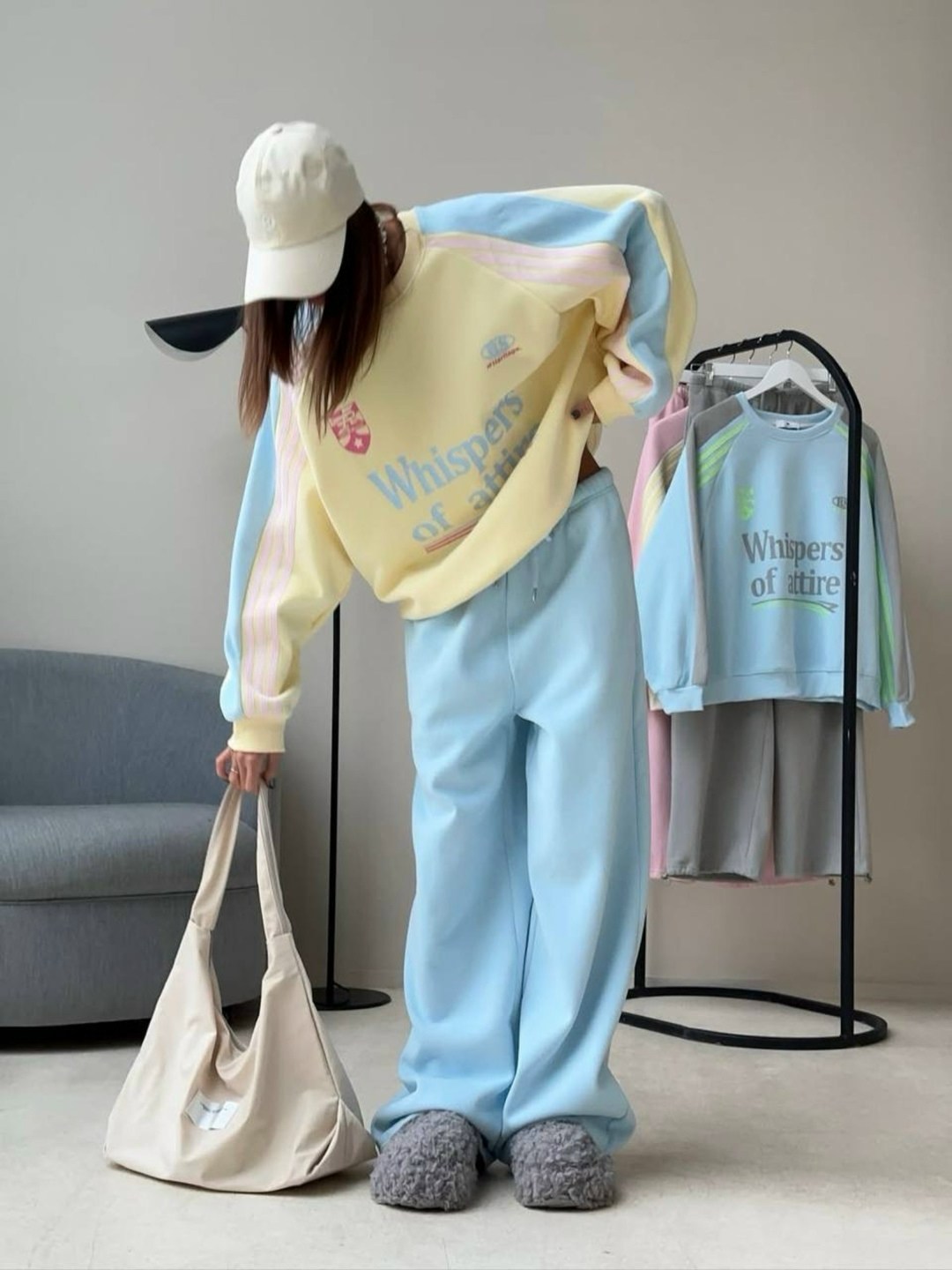 свитшот attire свободного кроя,брюки свободные,спортивный брюки,широкие брюки