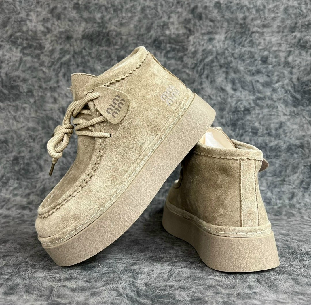 ,женские бежевые замшевые ботинки из овчины на шнуровке,женские замшевые ботинки rtu520,зимняя женская , женская