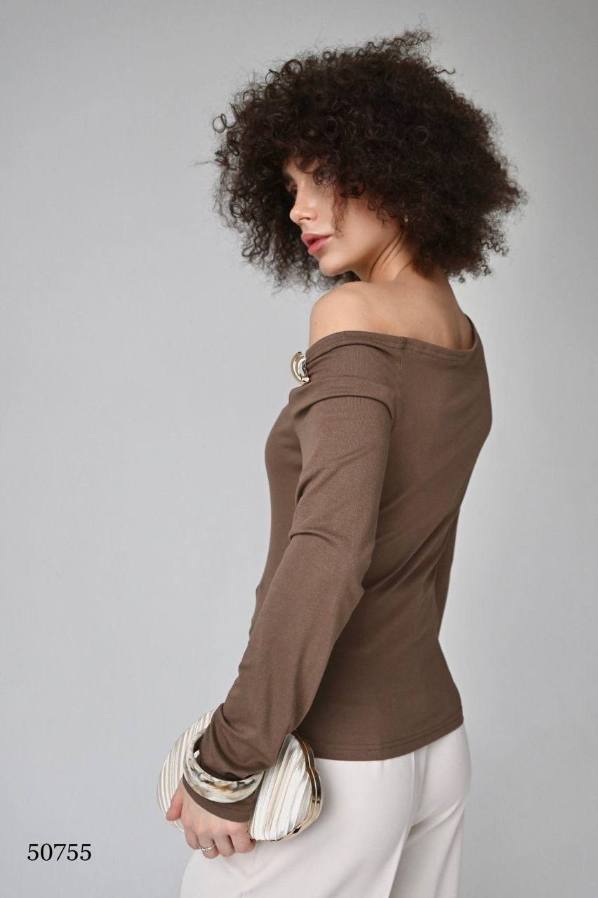 элегантный джемпер,кофта с открытыми плечами molmol 200943185,кофта женская,кофта с вырезом,лонгслив женский