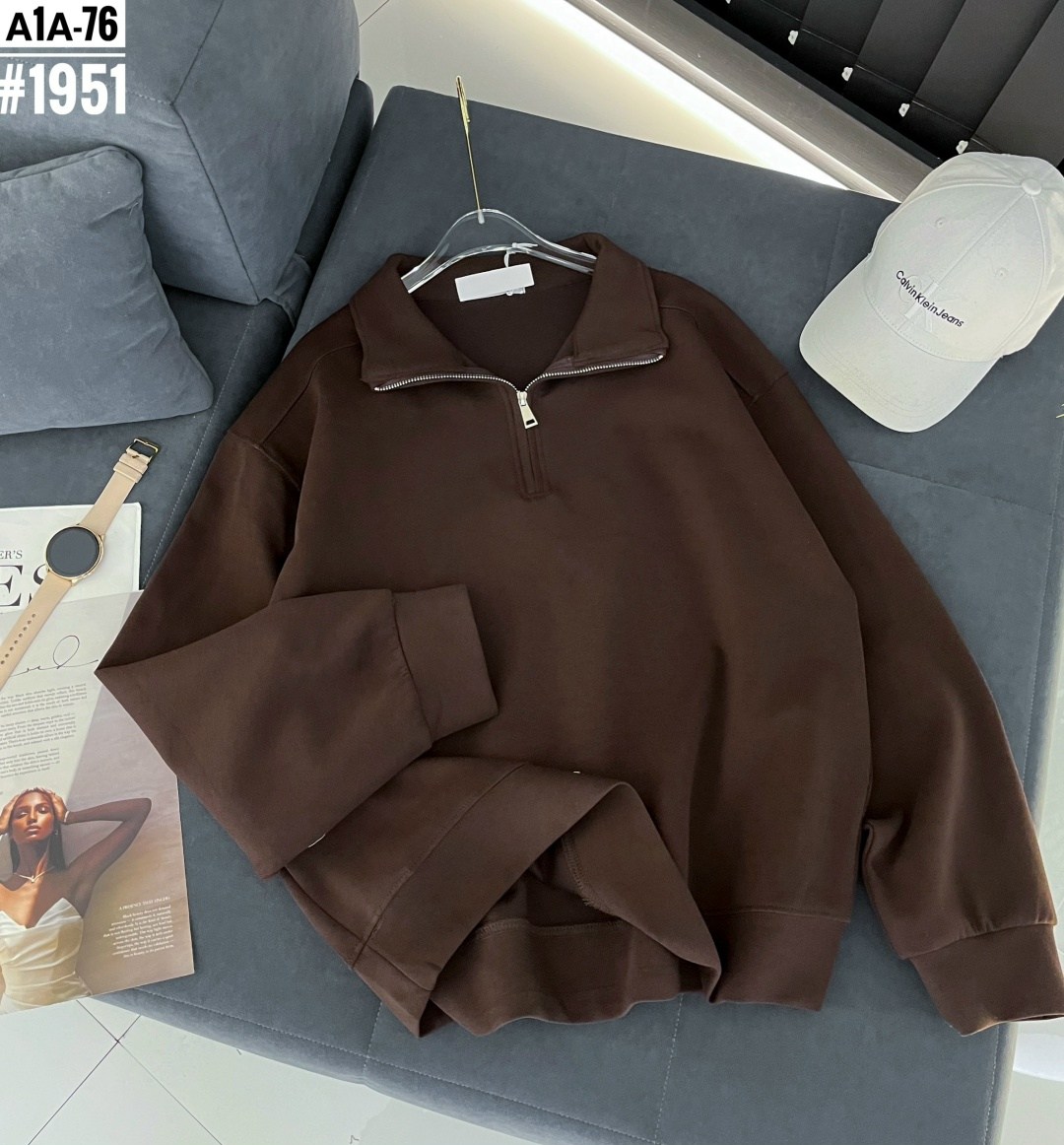 женская кофта,свитшот женская,свитшот на замке,свитшот с воротником на молнии кориченвый uqlo,кофта на замке