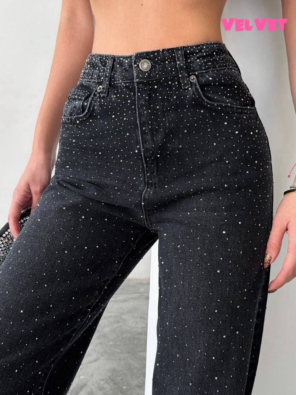 джинсы со стразами,женские джинсы со стразами,джинсы прямые со стразами высокая посадка sheez цвет черный,джинсы прямые со стразами высокая посадка sheez,джинсы клеш со стразами