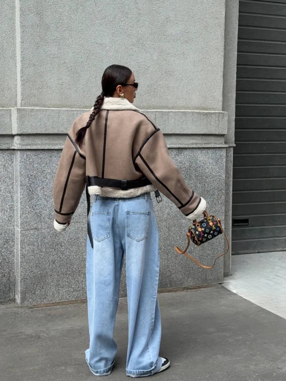 дубленка авиатор оверсайз,стильная дубленка,дубленка авиатор зимняя короткая,модная дубленка