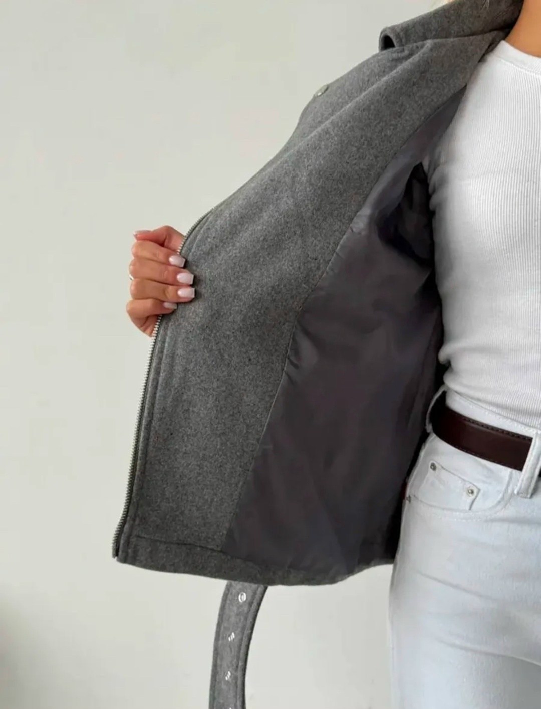 косуха куртка,косуха утепленная куртка демисезонная шерстяная missis mariyam 313501157,косуха оверсайз,серая косуха,куртка косуха оверсайз