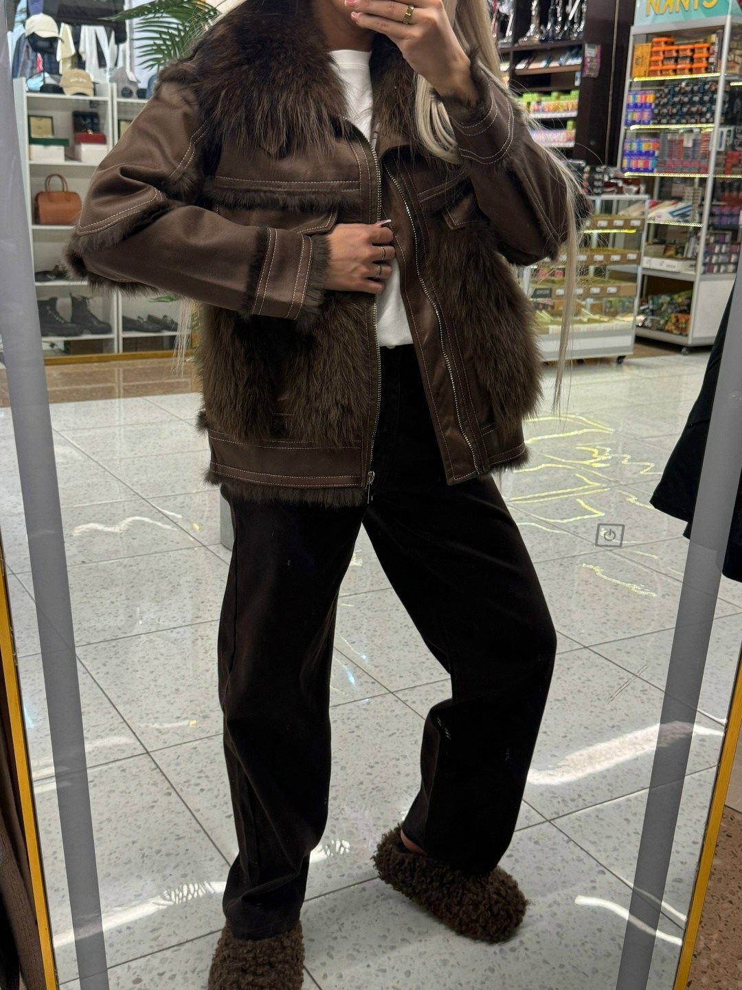 дубленка женская,женское зимнее пальто с воротником из меха ягненка и подкладкой из кроличьего меха,дубленка натуральная женская,куртка женская,женская дубленка авиатор