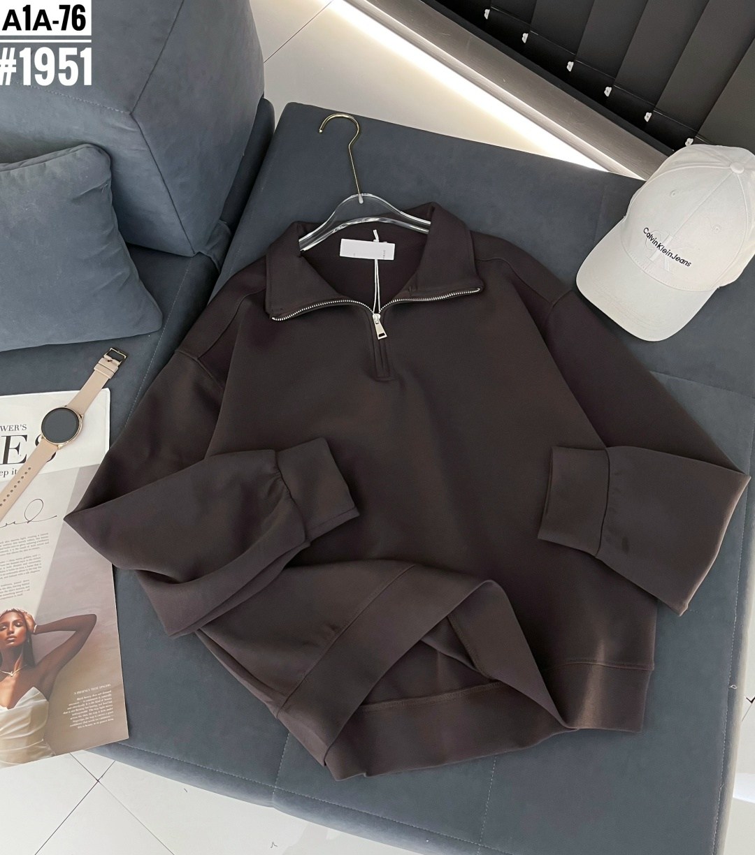 женская кофта,свитшот женская,свитшот на замке,свитшот с воротником на молнии кориченвый uqlo,кофта на замке